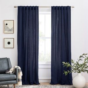 4 panels- West Elm Midnight linen blackout curtains
